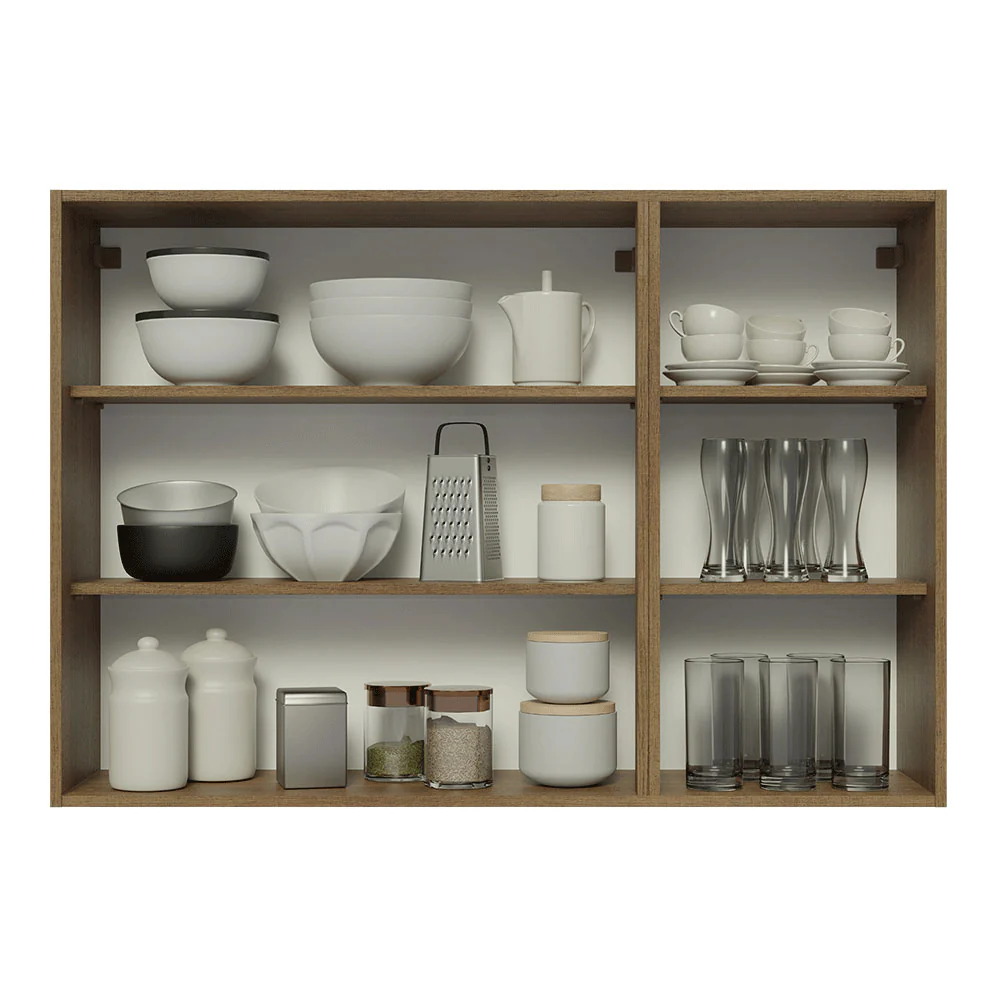 Alacena Cocina 120 cm 3 Puertas Marrón/Blanco Aterciopelado Lux Madesa - Image 4