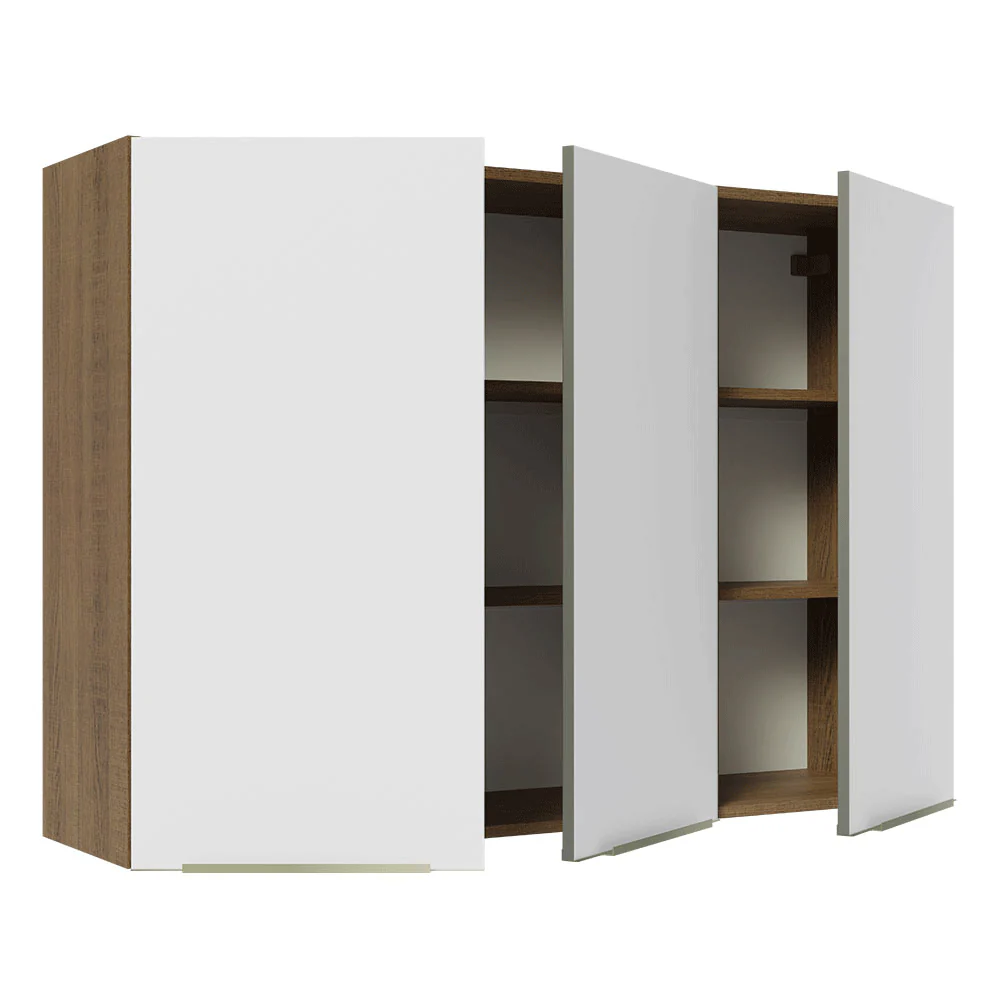Alacena Cocina 120 cm 3 Puertas Marrón/Blanco Aterciopelado Lux Madesa - Image 5
