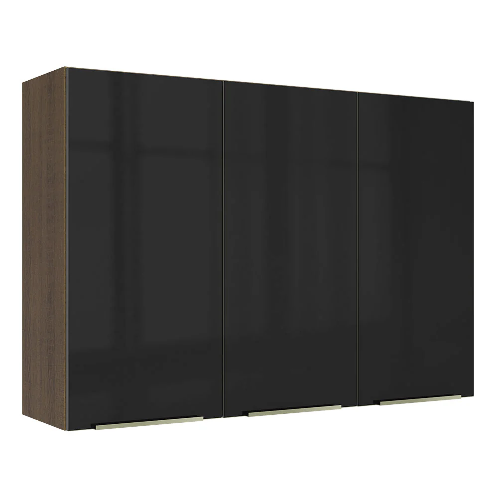 Alacena Cocina 120 cm 3 Puertas Marrón/Gris Lux Madesa