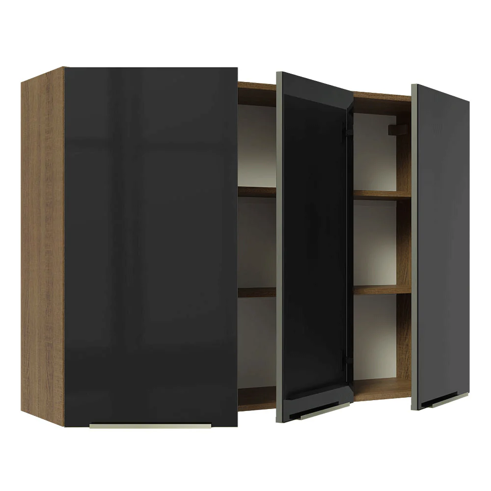 Alacena Cocina 120 cm 3 Puertas Marrón/Gris Lux Madesa - Image 5