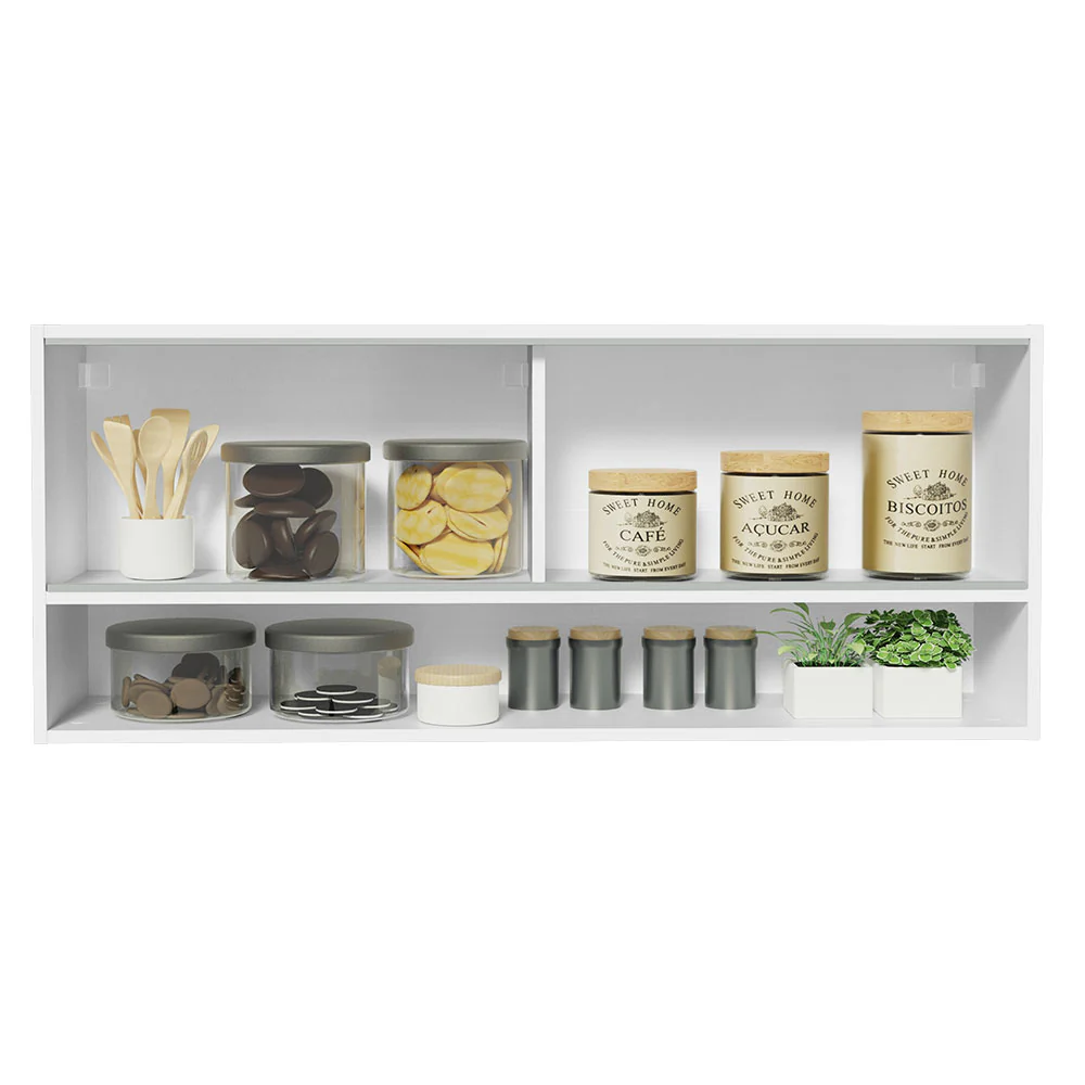 Alacena para Cocina 120 cm 2 Puertas Corredizas de Vidrio Neutral 1 Nicho Blanco para Cocinas Glamy, Lux e Reims Madesa - Image 3