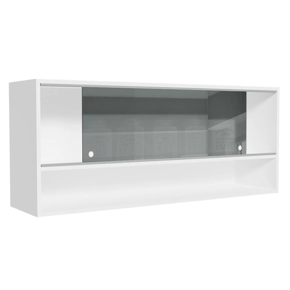 Alacena para Cocina 120 cm 2 Puertas Corredizas de Vidrio Neutral 1 Nicho Blanco para Cocinas Glamy, Lux e Reims Madesa - Image 4