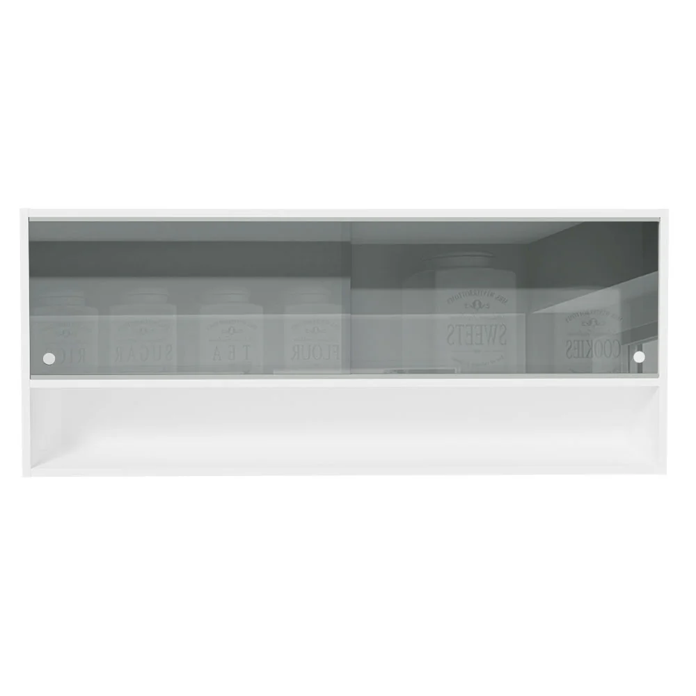 Alacena para Cocina 120 cm 2 Puertas Corredizas de Vidrio Neutral 1 Nicho Blanco para Cocinas Glamy, Lux e Reims Madesa - Image 5