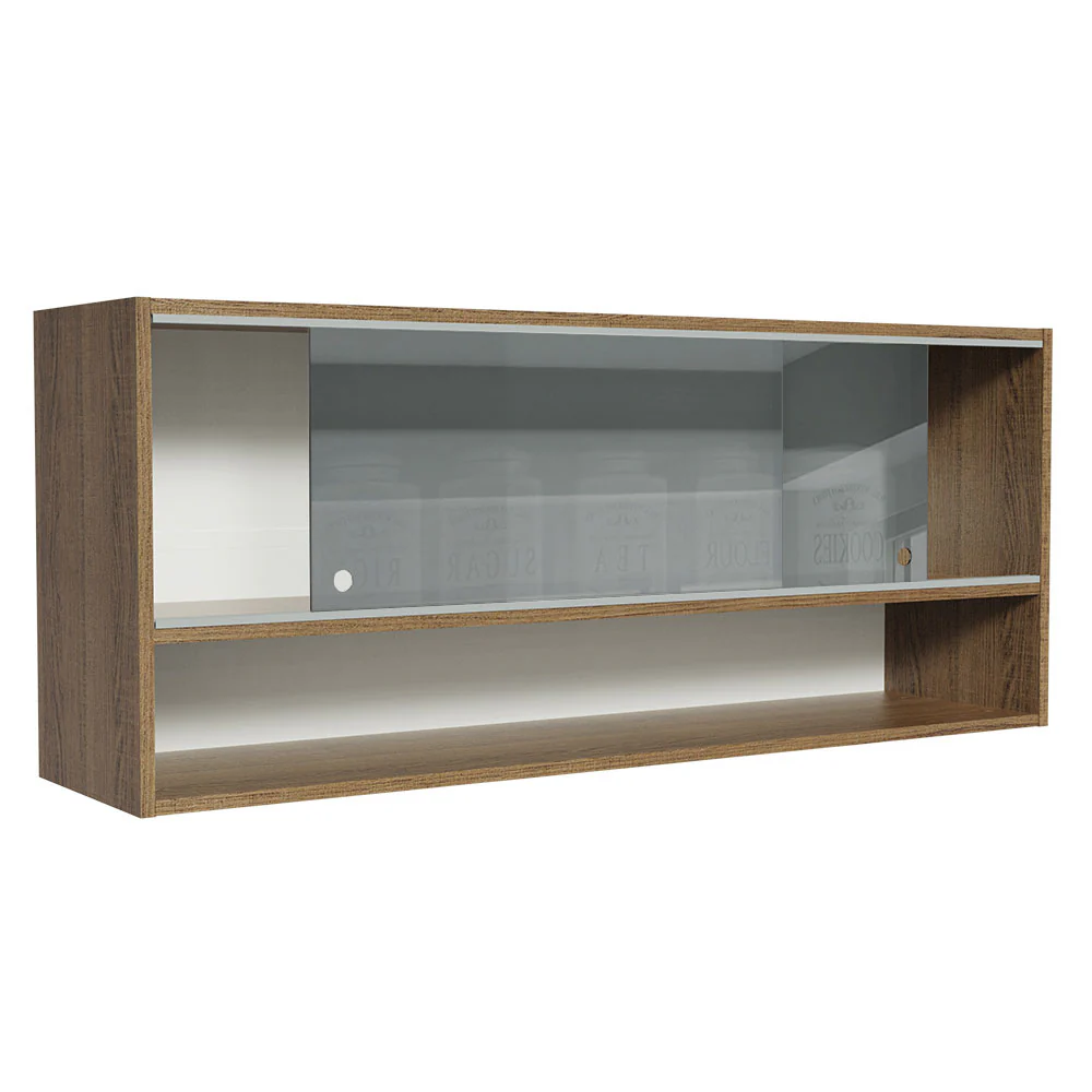 Alacena para Cocina 120 cm 2 Puertas Corredizas de Vidrio Neutral 1 Nicho Marrón para Cocinas Glamy, Lux e Reims Madesa - Image 4