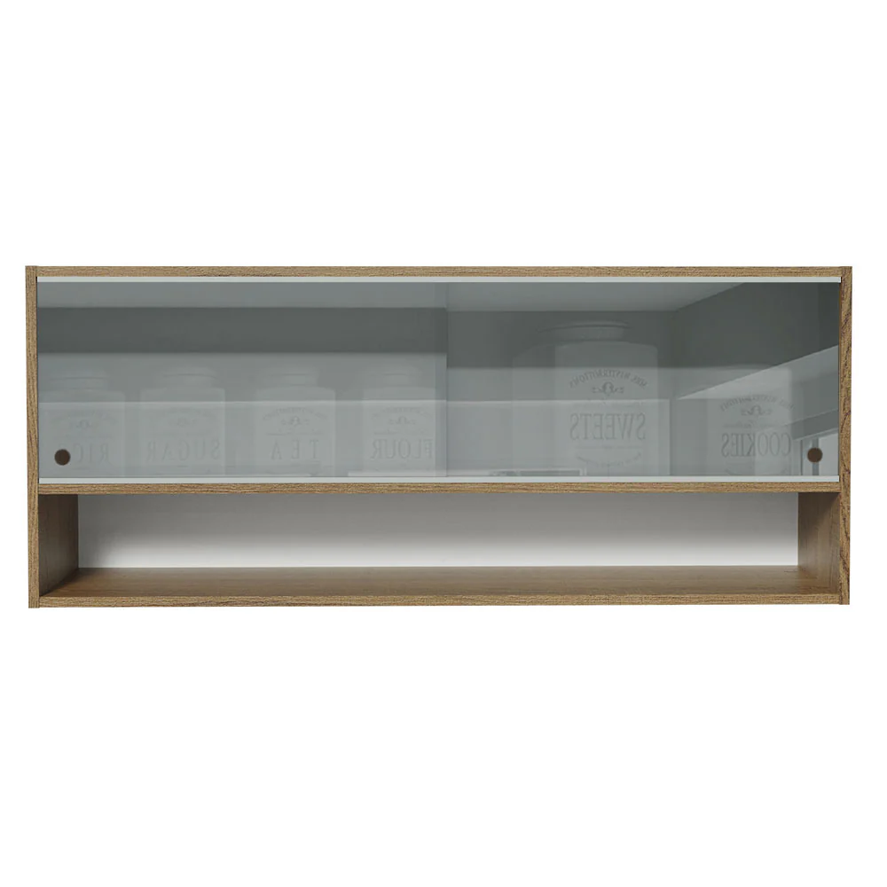 Alacena para Cocina 120 cm 2 Puertas Corredizas de Vidrio Neutral 1 Nicho Marrón para Cocinas Glamy, Lux e Reims Madesa - Image 5