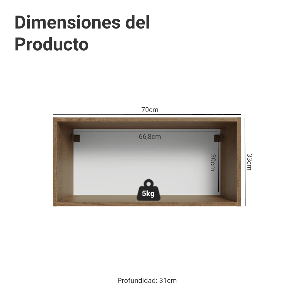 Alacena Cocina 70 cm 1 Pueta Abatible Marrón/Crema Vik Madesa - Image 2