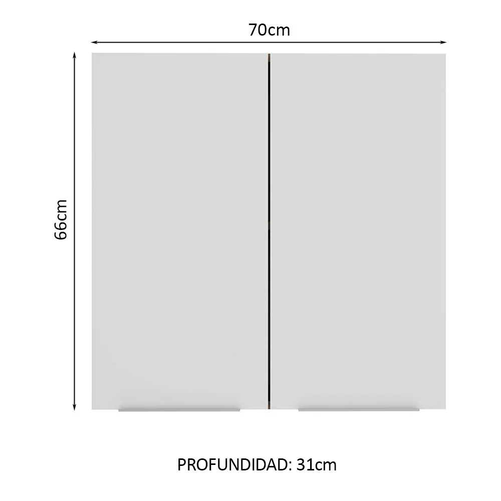 Alacena Cocina 70 cm 2 Puertas Marrón/Blanco Stella Madesa - Image 2