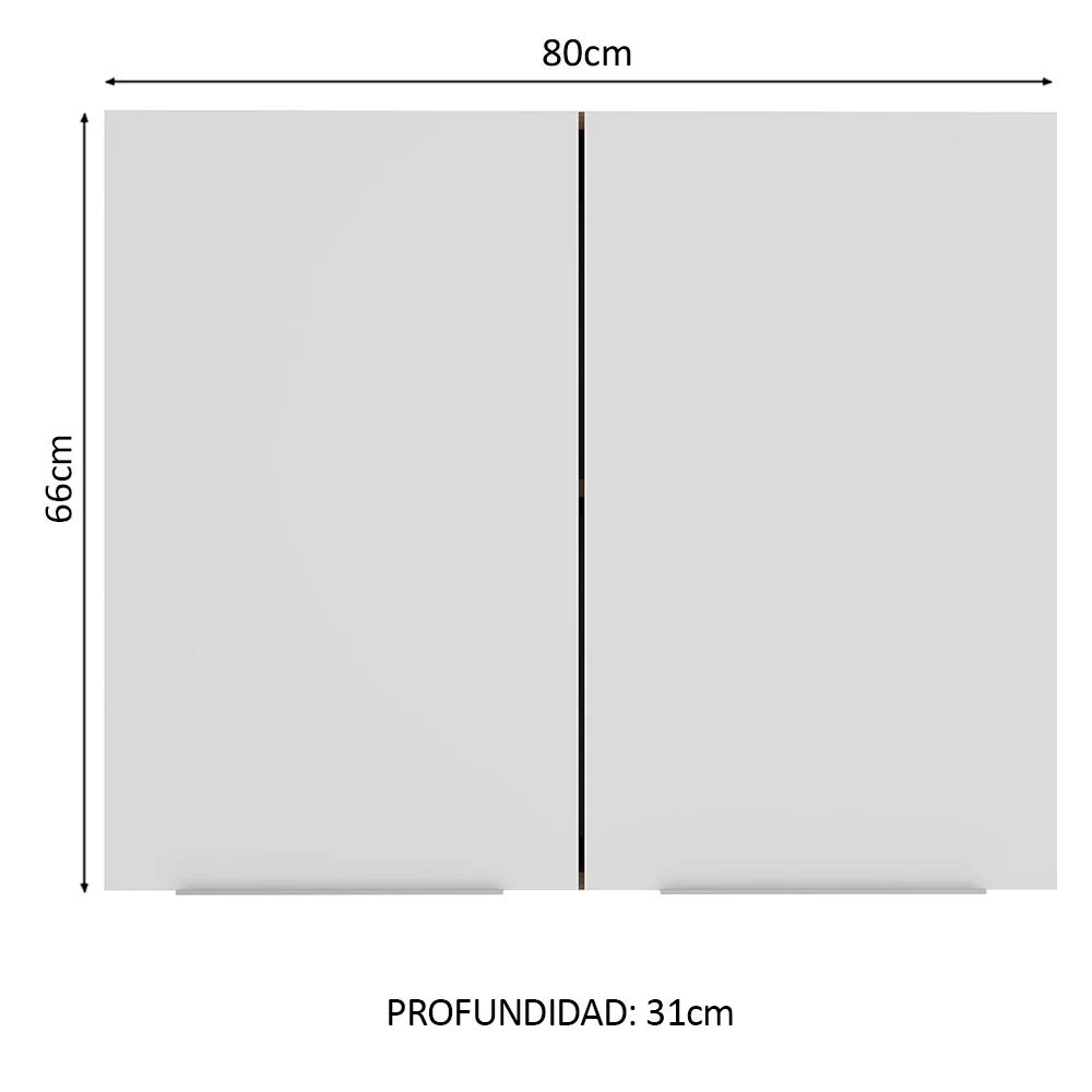 Alacena Cocina 80 cm 2 Puertas Marrón/Blanco Stella Madesa - Image 2