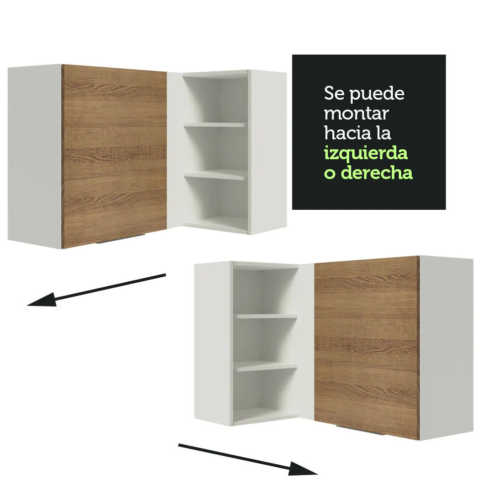 Alacena Cocina Esquinera 1 Puerta para línea de 60 cm de Profundidad Blanco/Marrón Stella Madesa - Image 4