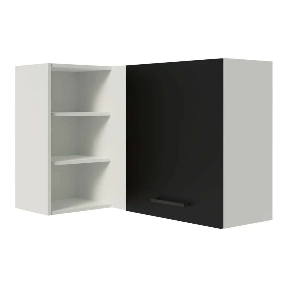 Alacena Cocina Esquinera 1 Puerta para línea de 60 cm de Profundidad Blanco/Negro Agata Madesa
