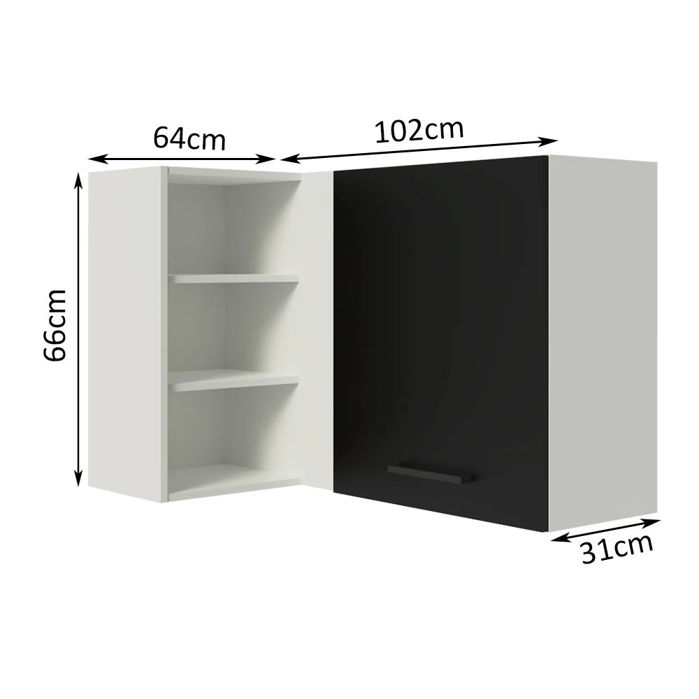 Alacena Cocina Esquinera 1 Puerta para línea de 60 cm de Profundidad Blanco/Negro Agata Madesa - Image 2