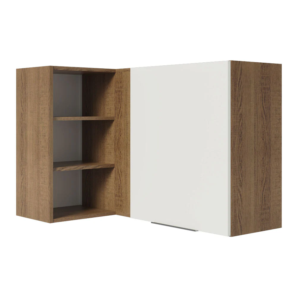 Alacena Cocina Esquinera 1 Puerta para línea de 60 cm de Profundidad Marrón/Blanco Stella Madesa