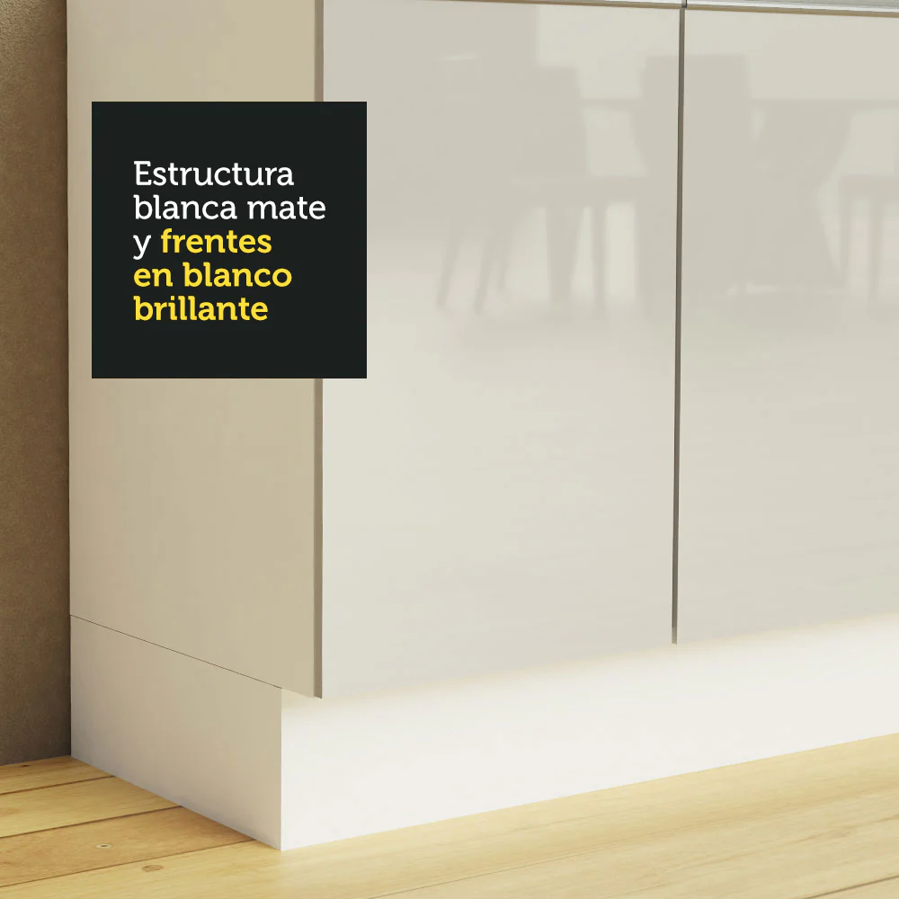 Alacena Cocina Esquinera 100% MDF 1 Puerta Blanco Brillante Acordes Madesa - Image 3