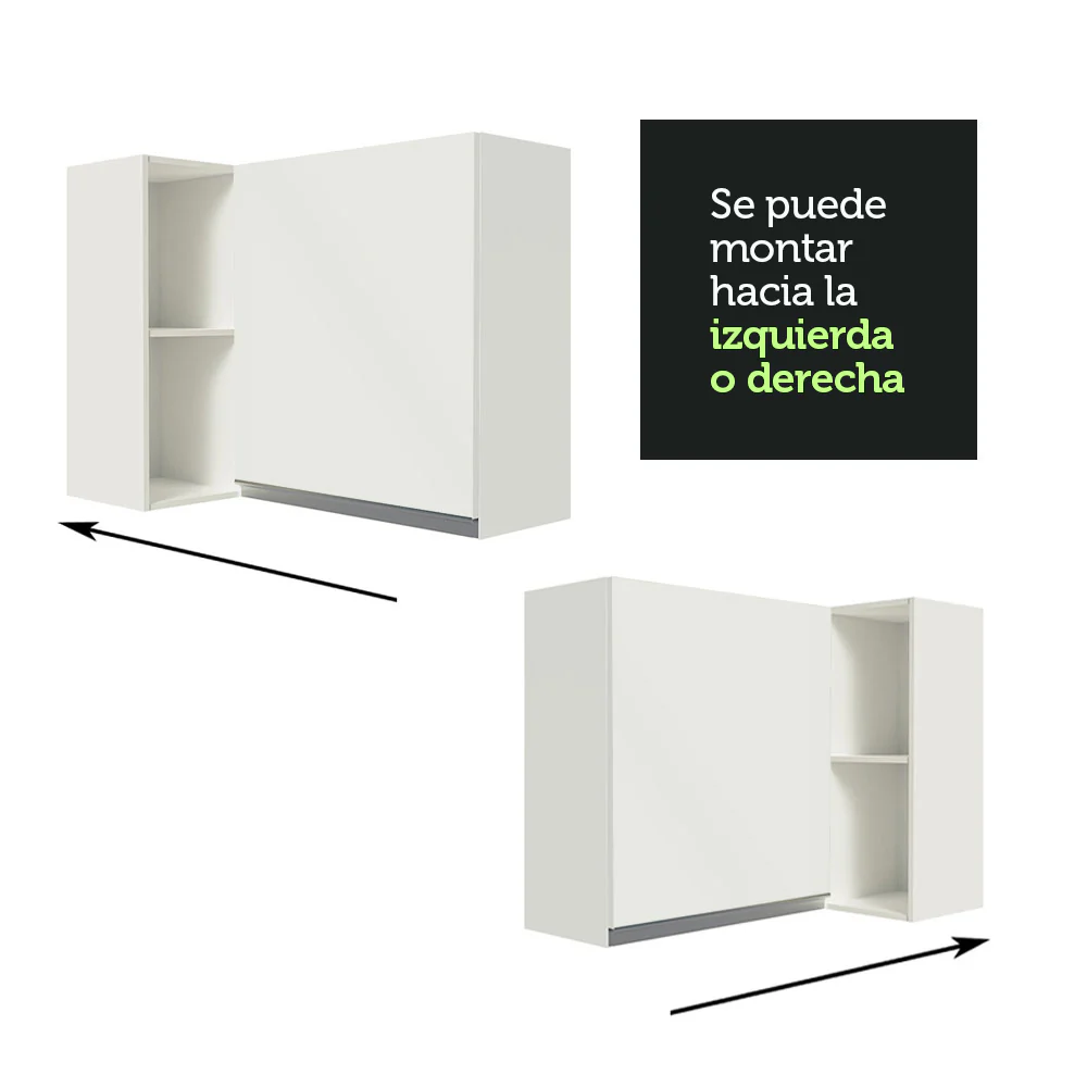 Alacena Cocina Esquinera 100% MDF con Porta Botellas Blanco Smart Madesa - Image 3