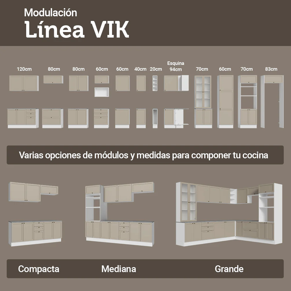 Alacena Cocina Esquinera Para Línea 60 cm de Profundidad Blanco/Crema Vik Madesa - Image 9