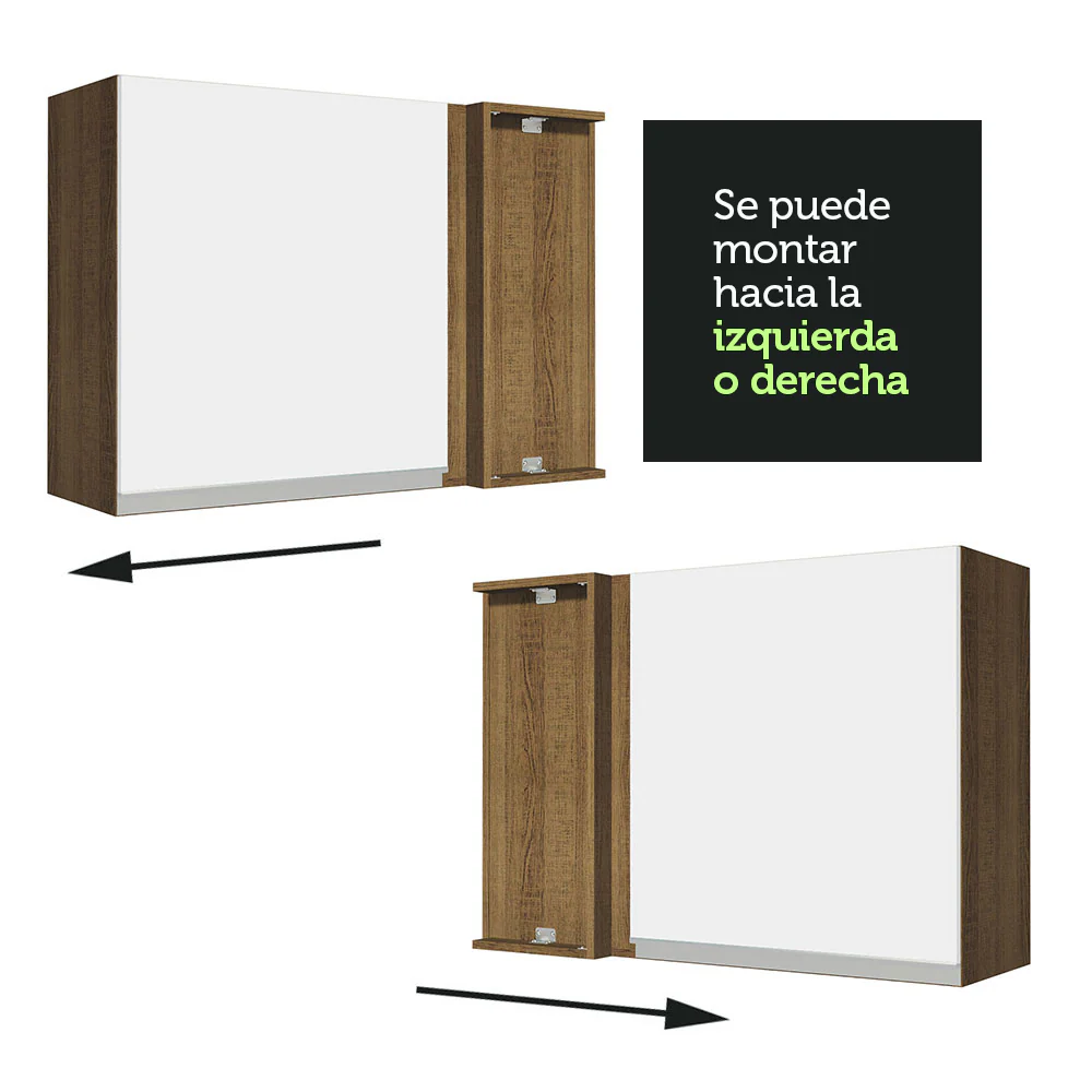 Alacena de Esquina Madesa Glamy 1 Puerta Marrón/Blanco - Image 7