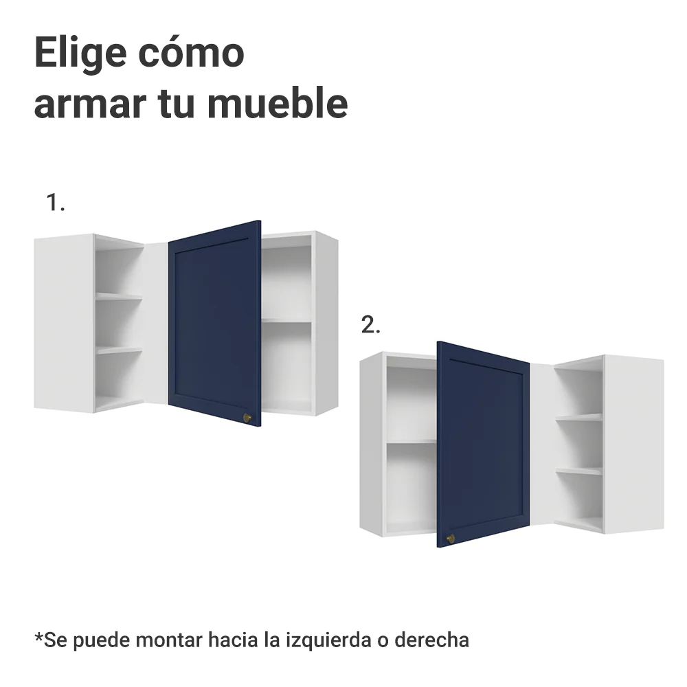 Alacena esquinero Para Linha 60 cm de Profundidade Blanco/Azul Vik Madesa - Image 4