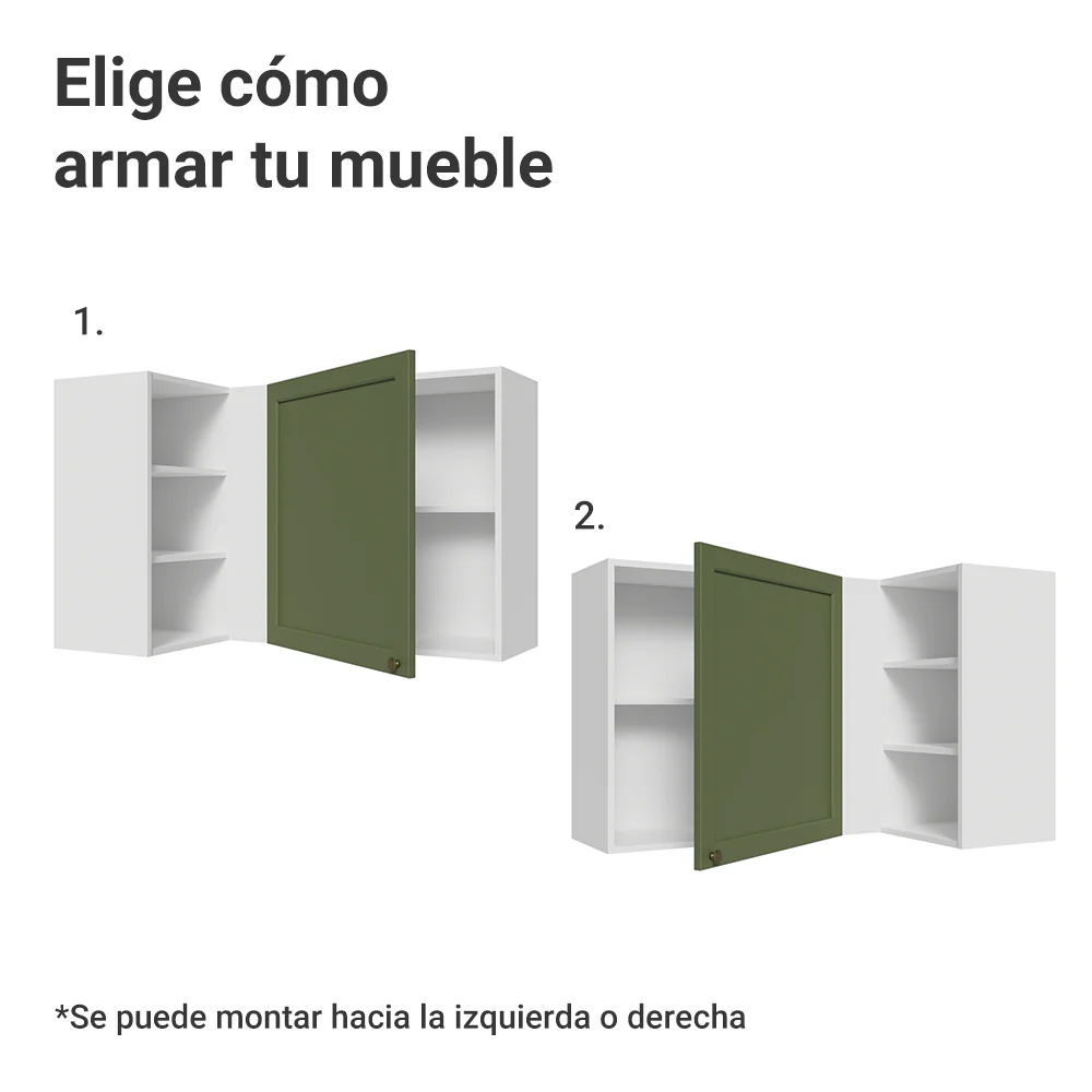 Alacena esquinero Para Linha 60 cm de Profundidade Blanco/Verde Vik Madesa - Image 4