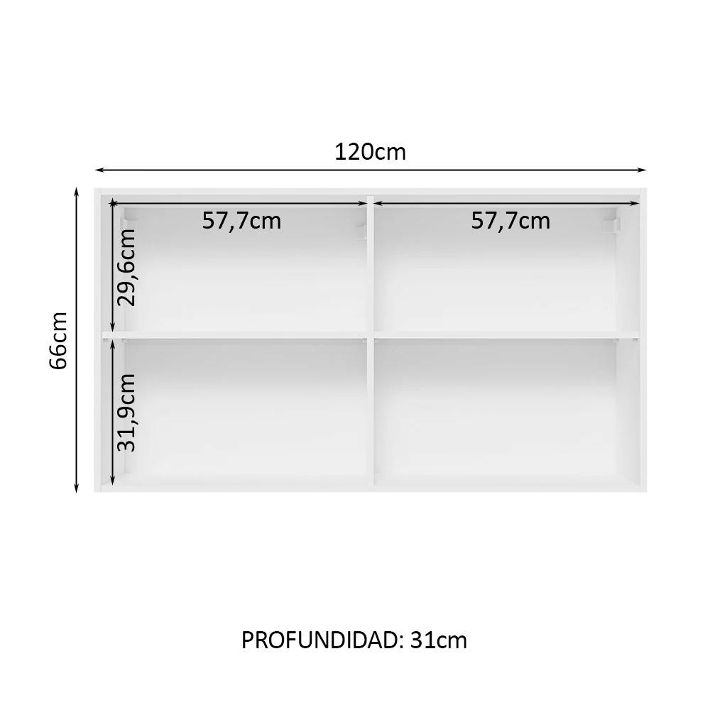 Alacena Gabinete Superior Cocina Madesa Glamy 120cm BN - Image 4