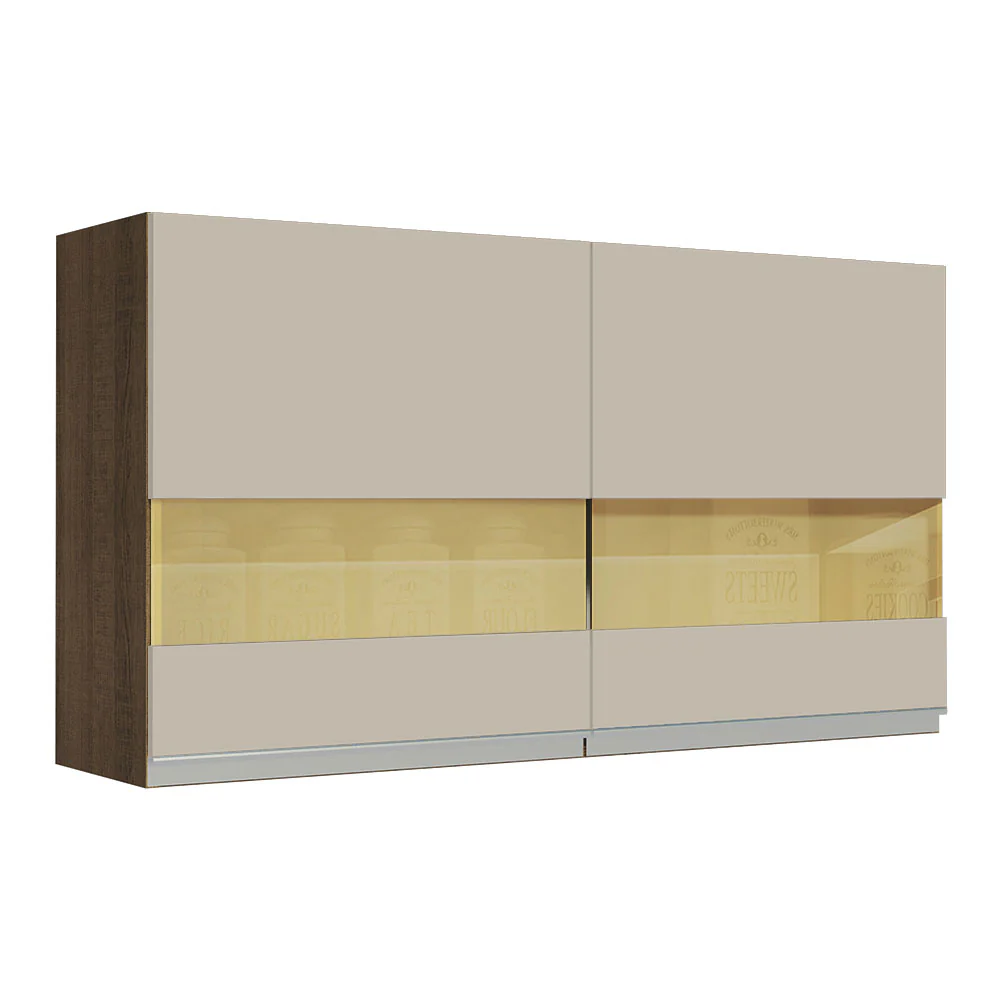 Alacena Gabinete Superior Cocina Madesa Glamy 120cm Marrón/Crema