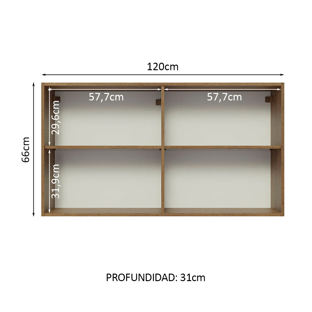 Alacena Gabinete Superior Cocina Madesa Glamy 120cm Marrón/Crema - Image 2