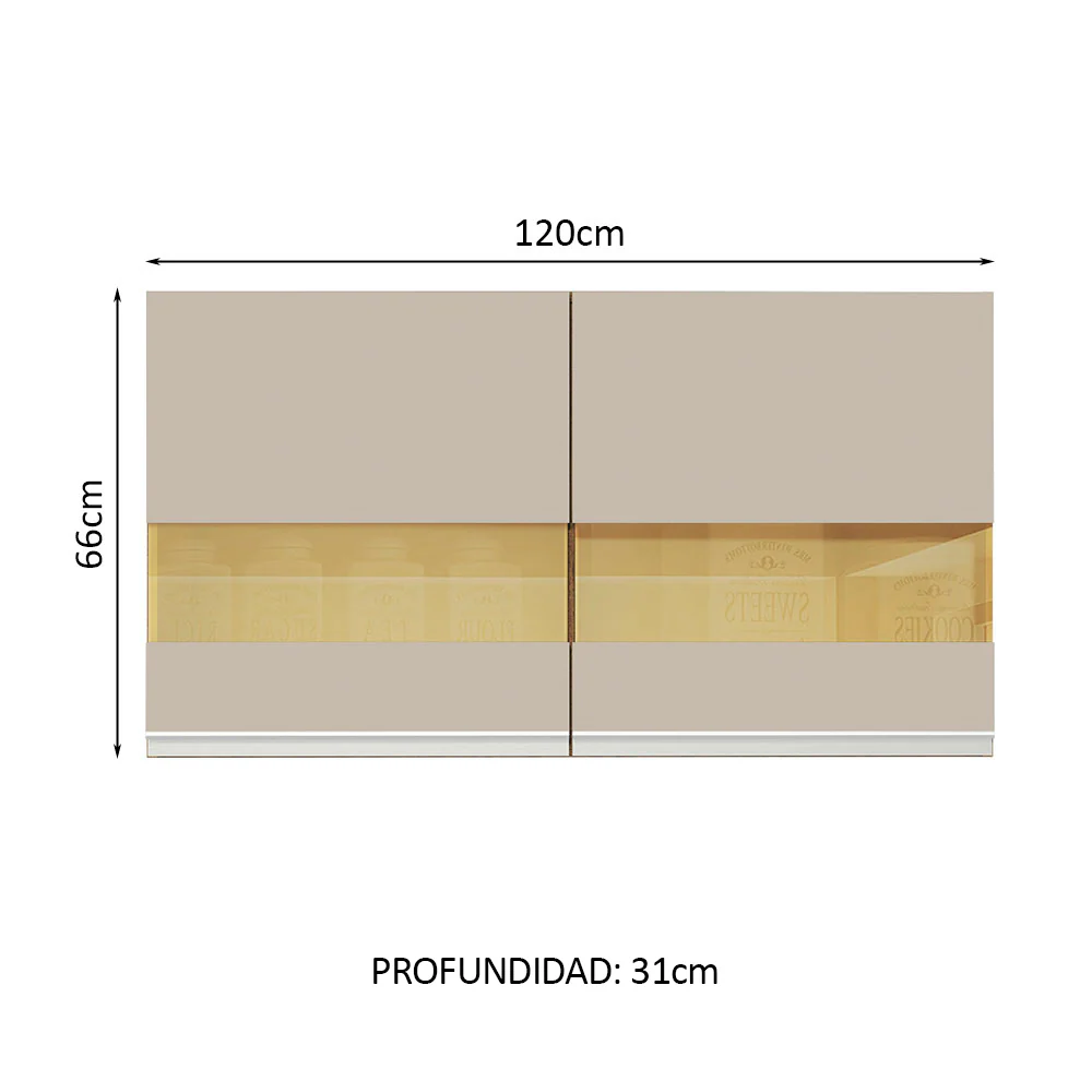 Alacena Gabinete Superior Cocina Madesa Glamy 120cm Marrón/Crema - Image 4