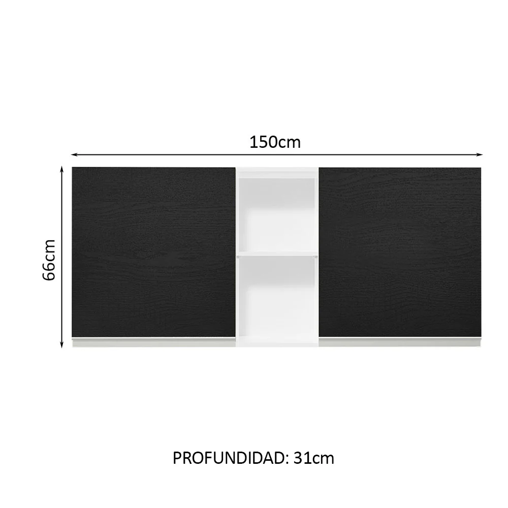 Alacena Gabinete Superior Cocina Madesa Glamy 150cm BN - Image 3