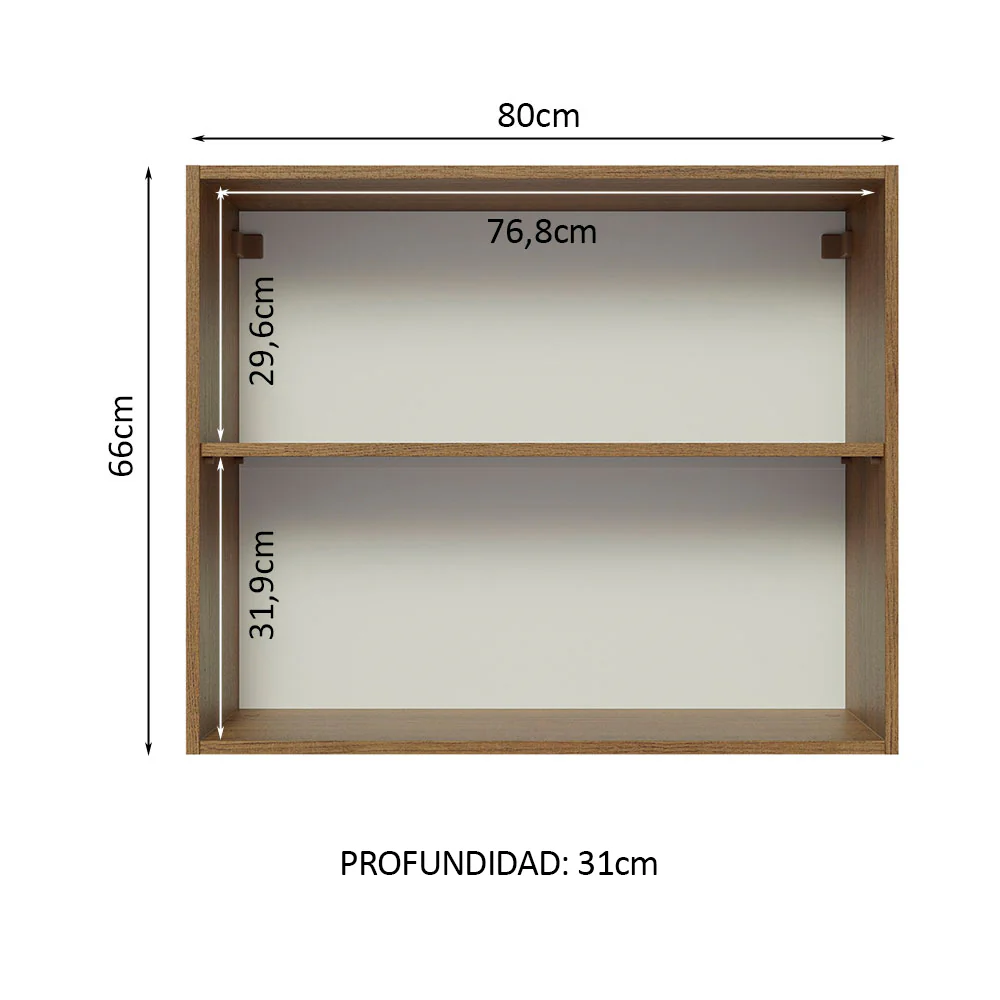 Alacena Gabinete Superior Cocina Madesa Glamy 80cm Marrón/Negro - Image 4