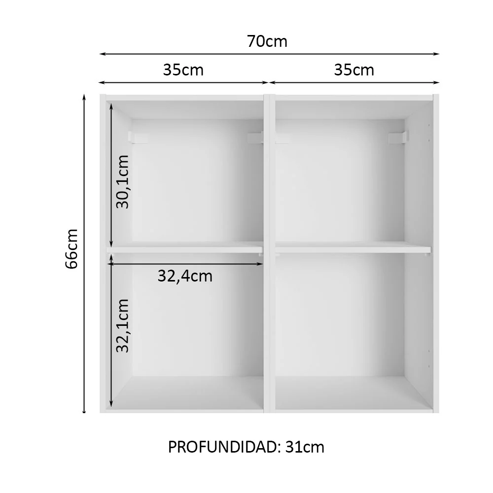 Alacena para Cocina 70 cm color Blanco Reims Madesa - Image 2