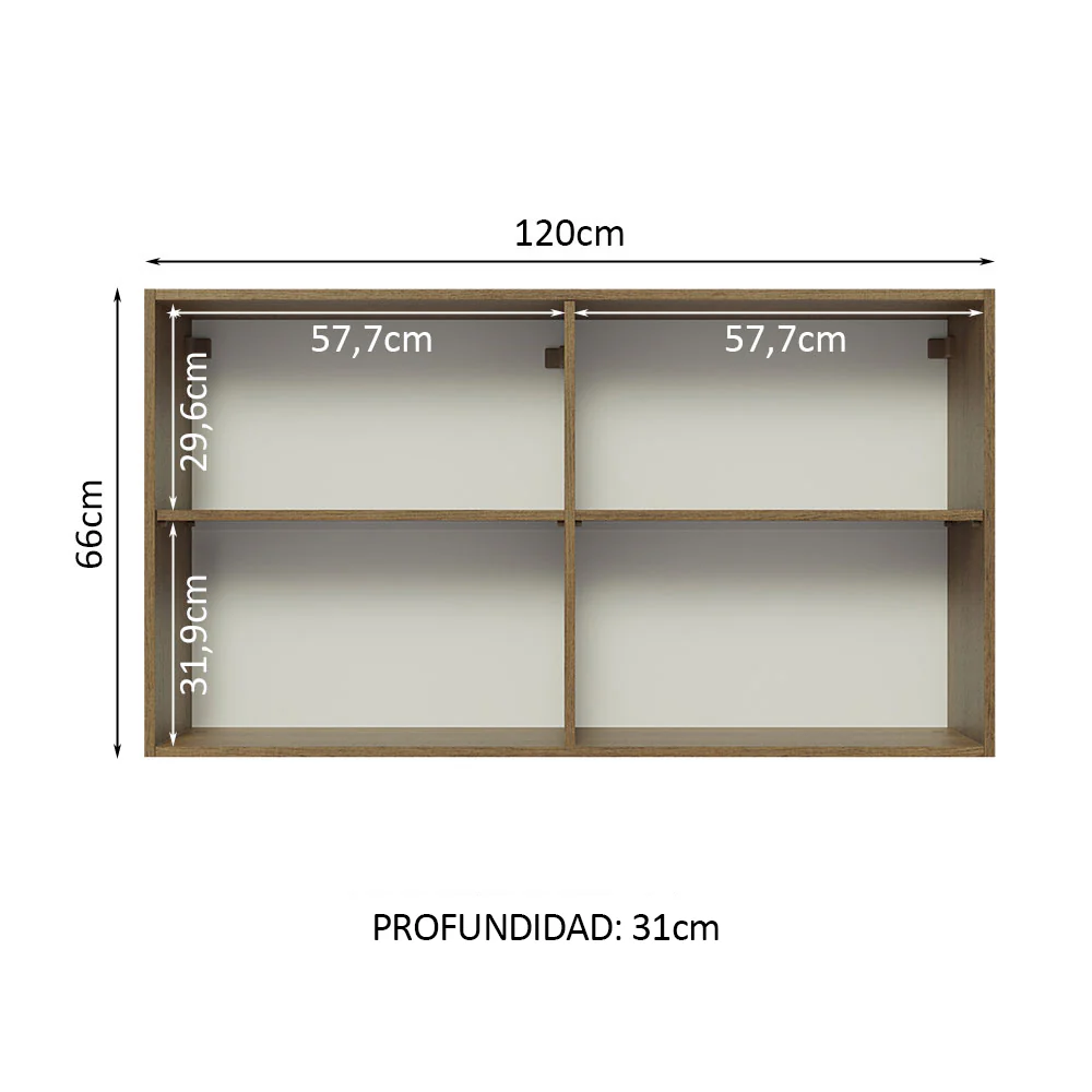Alacena Madesa Glamy 120 cm 2 Puertas Con Vidrio Marrón - Image 2