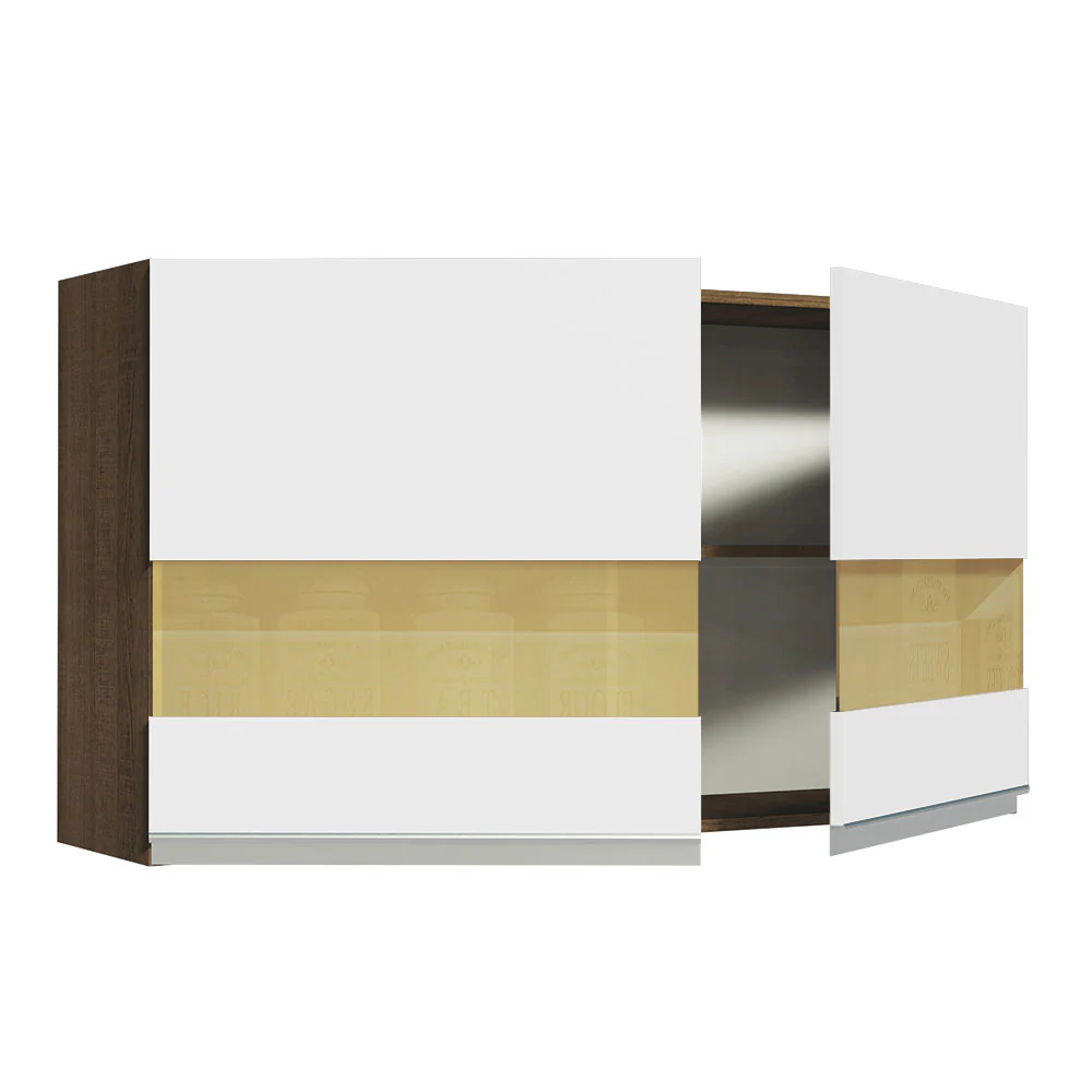 Alacena Madesa Glamy 120 cm 2 Puertas Con Vidrio Marrón/Blanco - Image 3