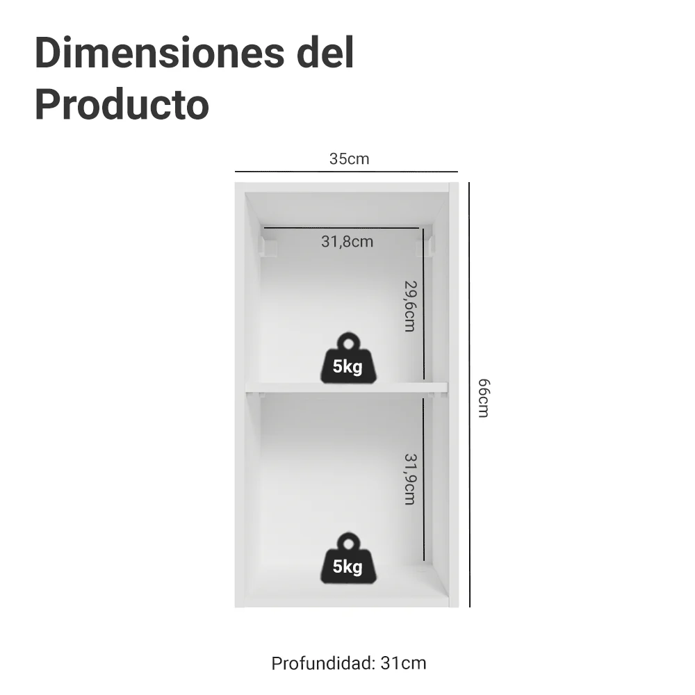 Alacena para Dormitorio 35 cm 1 Puerta Neo Blanco - Image 2