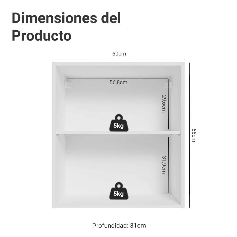 Alacena para Dormitorio 60 cm 1 Puerta Neo Blanco - Image 2