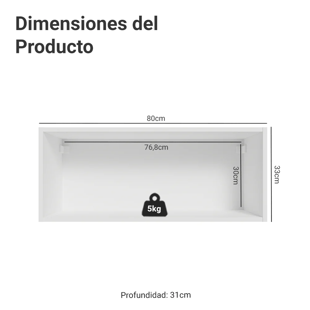 Alacena para Dormitorio 80 cm 1 Puerta Rebatible Neo Blanco - Image 2