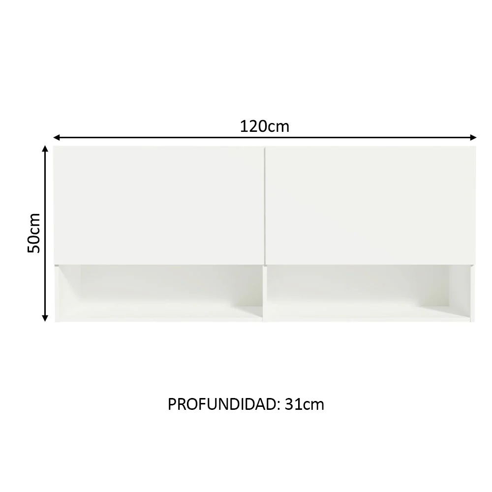 Alacena para Dormitorio con Nicho y Repisa 120 cm Blanco Madesa - Image 2