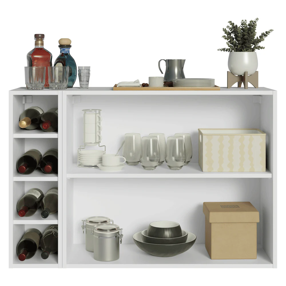Aparador Vajillero con Bodega para botellas 100cm 2 Puertas Blanco/Verde Vik 16 - Image 4