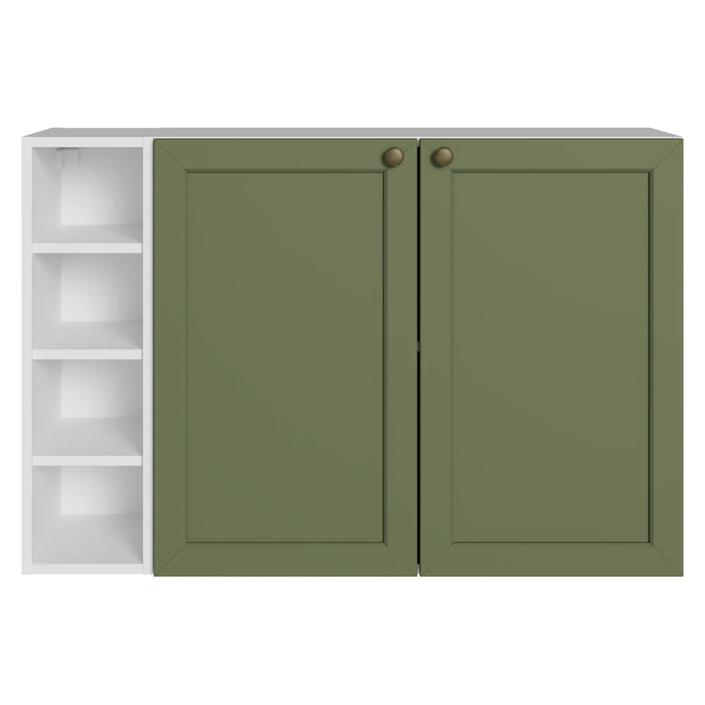 Aparador Vajillero con Bodega para botellas 100cm 2 Puertas Blanco/Verde Vik 16 - Image 9