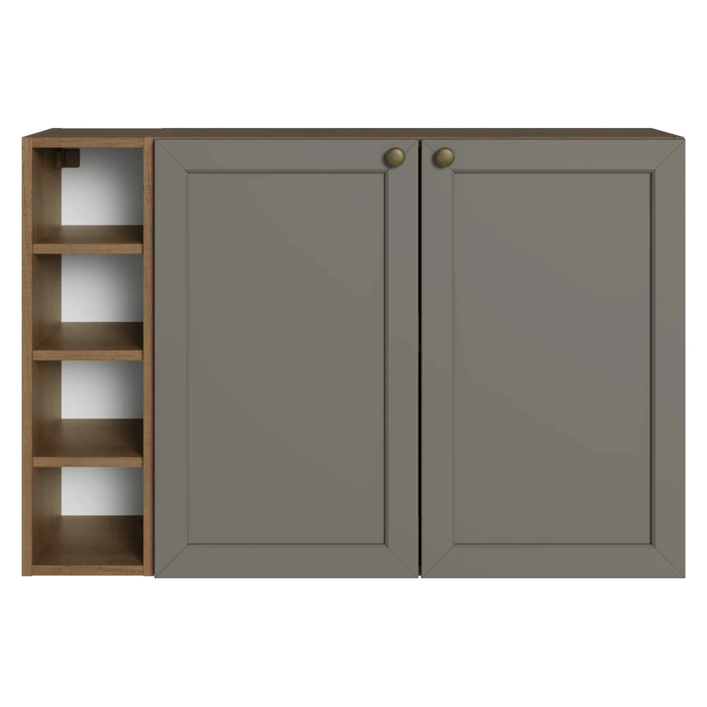Aparador Vajillero con Bodega para botellas 100cm 2 Puertas Marrón/Gris Vik 16 - Image 9