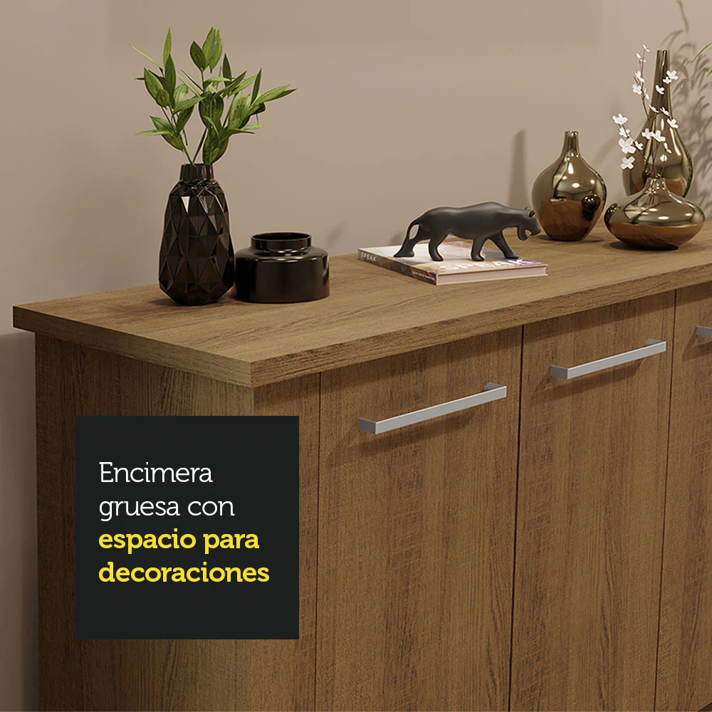 Aparador Vajillero para Comedor 3 Puertas Marrón - Image 4