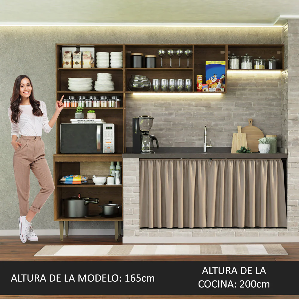 Armario Cocina Compacta 235cm Marrón/Crema Gourmet 01 - Image 4
