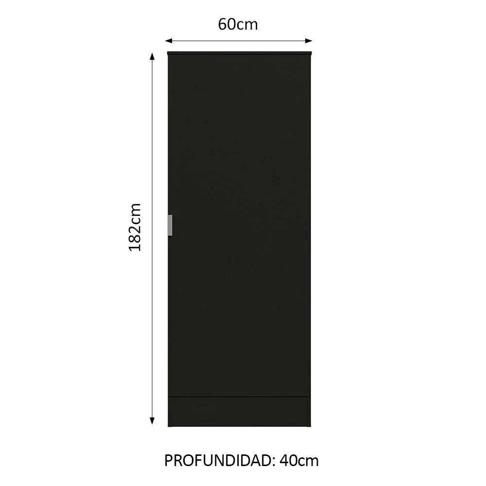 Armário Multiuso 60 cm 1 Purta Negro Madesa - Image 3