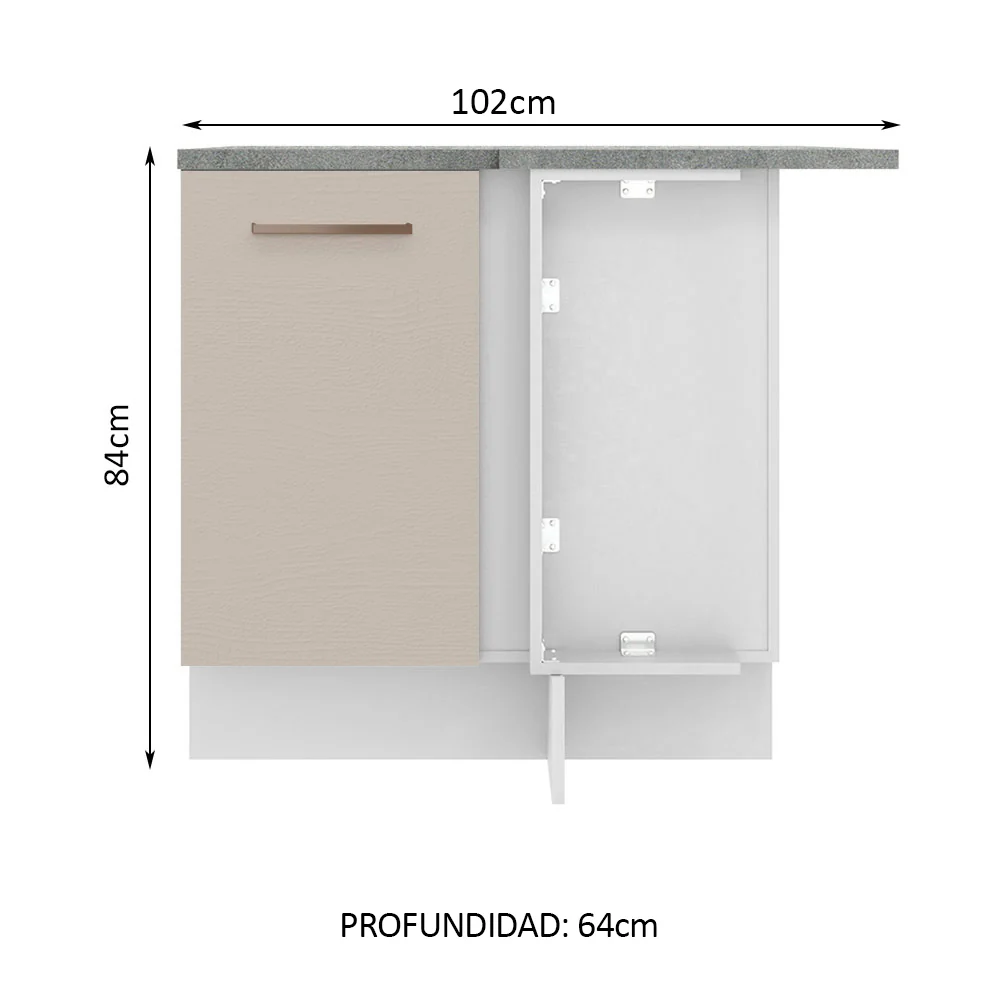 Bajo Mesada 102 cm x 64 cm, 1 Puerta Agata Blanco/Crema - Image 2