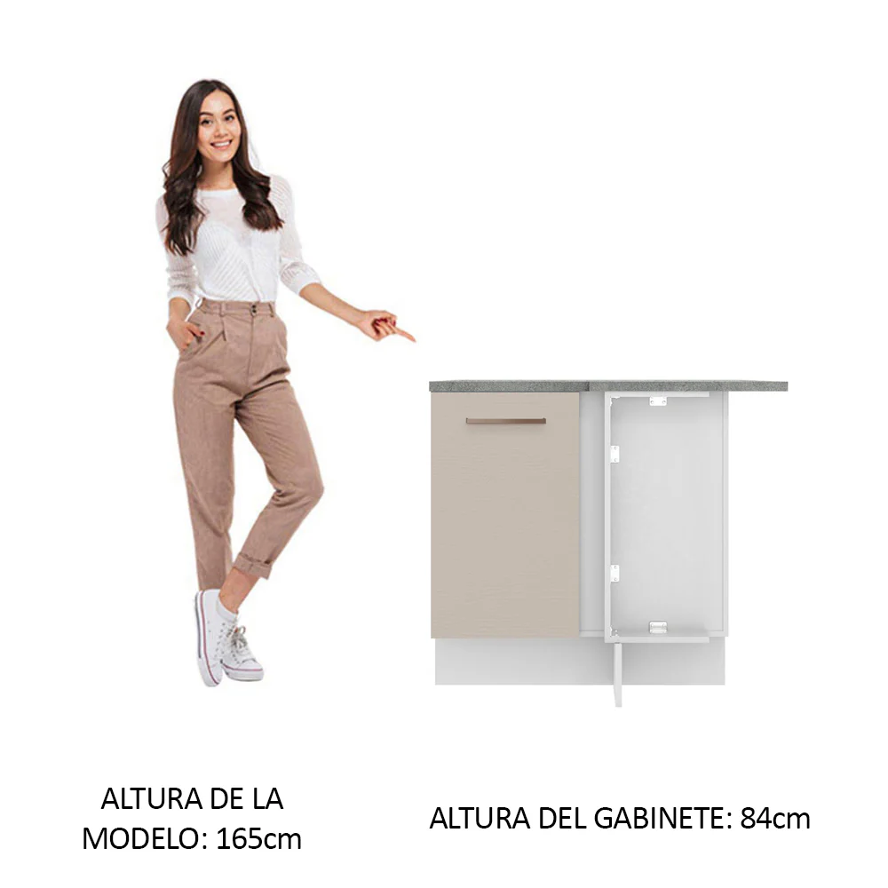 Bajo Mesada 102 cm x 64 cm, 1 Puerta Agata Blanco/Crema - Image 3