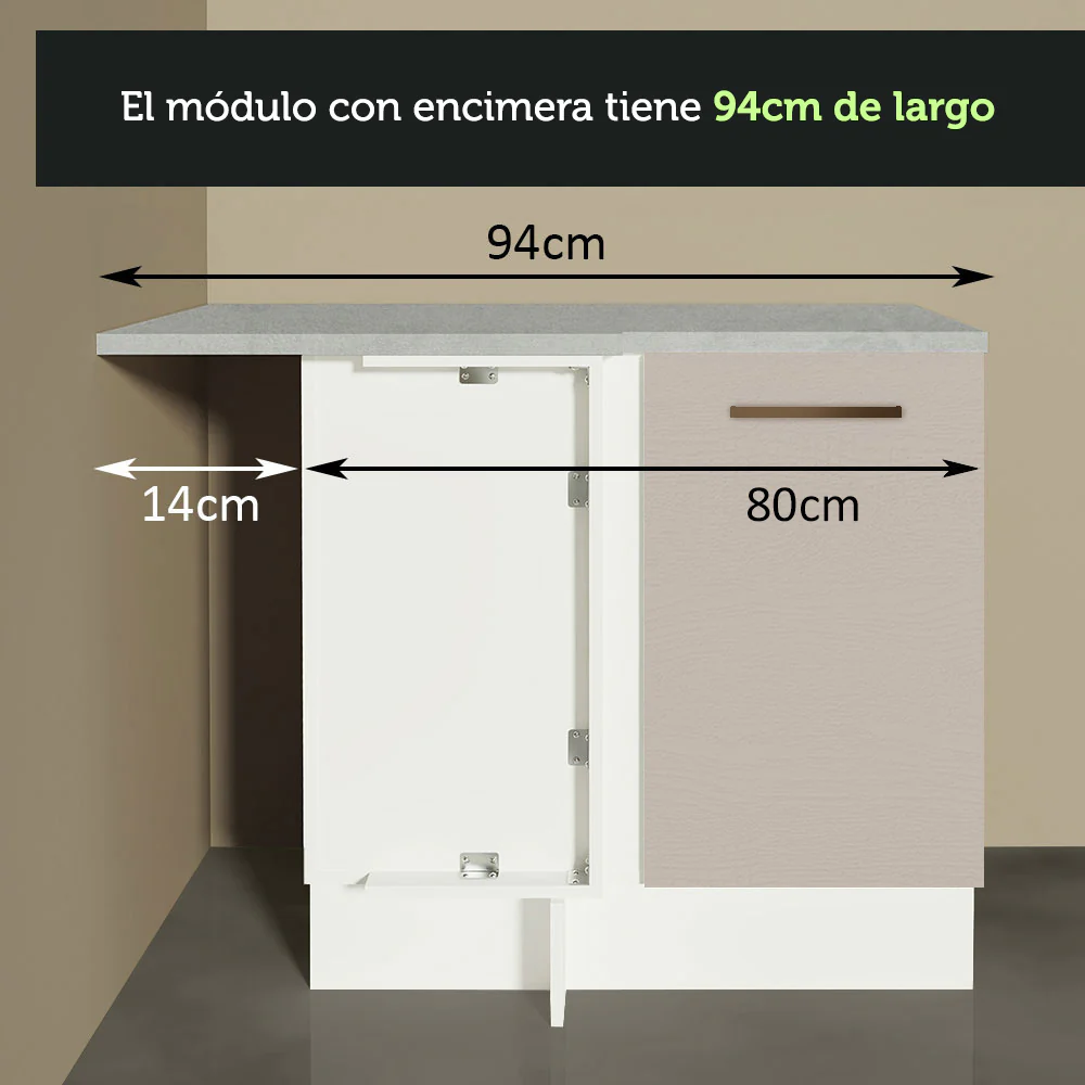 Bajo Mesada 102 cm x 64 cm, 1 Puerta Agata Blanco/Crema - Image 5