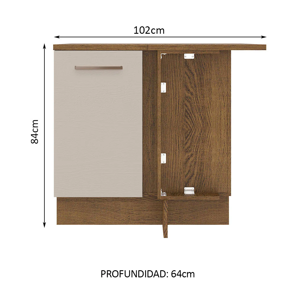 Bajo Mesada 102 cm  x 64 cm, 1 Puerta Agata Marrón/Crema - Image 2