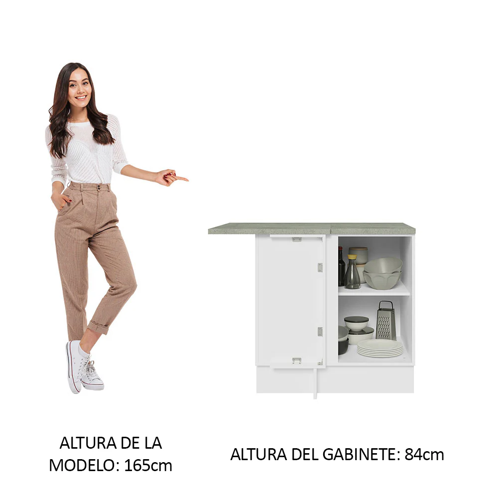 Bajo Mesada 102 cm x 64 cm, Sin cajones 1 Puerta Lux Blanco/Blanco - Image 3