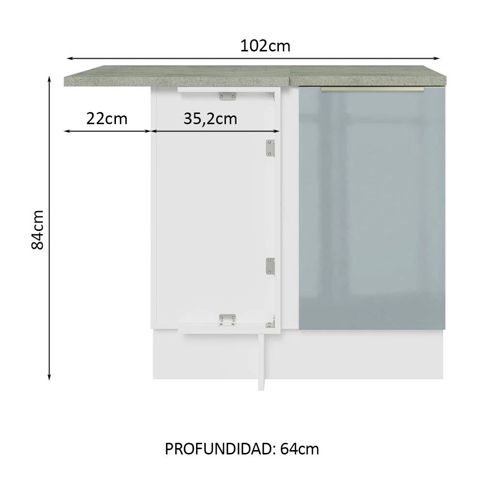 Bajo Mesada 102 cm x 60 cm, 1 Puerta Lux Blanco/Gris - Image 2