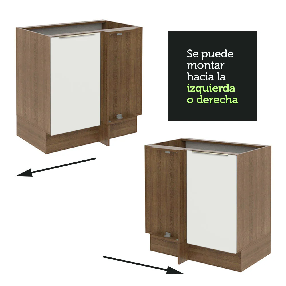 Bajo Mesada 102 cm x 64 cm, Sin cajones 1 Puerta Lux Marrón/Blanco - Image 6