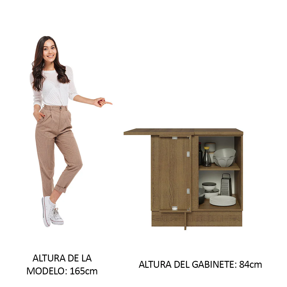 Bajo Mesada 102 cm x 60 cm, 1 Puerta Lux Marrón/Gris - Image 3
