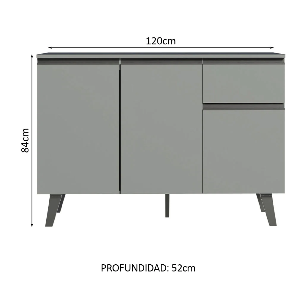 Bajo Mesada Cocina 120 cm 1 Cajón 3 Puertas Gris Nice Madesa - Image 2